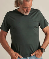 01050 | ELSK® SC.X.EMB WOOL MEN'S T-SHIRT | STONE GREEN