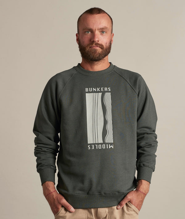 02023| ELSK® BUNKERS TVÆRS MEN'S CREWNECK | STONE GREEN