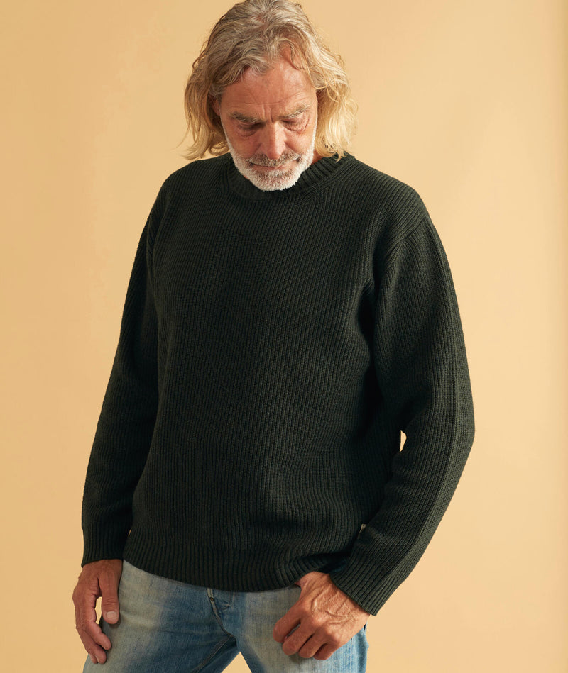05013 | LOVE WILLY MEN'S CREWNECK KNIT | DARK MOSS