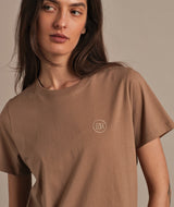 11035 | ELSK® ROUND LOGO EMB WOMEN'S ESSENTIAL TEE | TAUPE BROWN