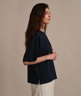 11048 | ELSK® PURE EMB THILDA HEAVY TEE | DARK NAVY