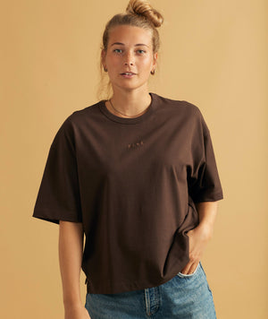 11066 | LOVE PURE EMB THILDA HEAVY TEE | DARK OAK