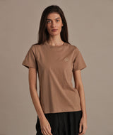 RE.ELSK 11035 | ELSK® ROUND LOGO EMB WOMEN'S ESSENTIAL TEE  | TAUPE BROWN