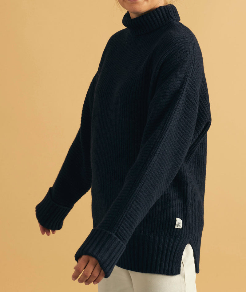 15004 | ELSK VIGGA KNITTED T-NECK | MØRKE BLÅ