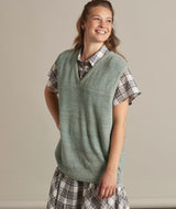 15007 | LOVE LOREENA KNITTED VEST | DUSTY GREEN MULTI