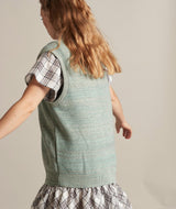 15007 | LOVE LOREENA KNITTED VEST | DUSTY GREEN MULTI