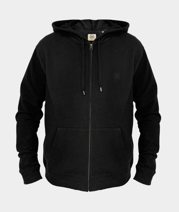 1710 | ELSK® ZIP TONE X  HEMP HERRE HOODIE | BLACK