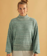15009 | ELSK WILMA KNITTED MOCK NECK | DUSTY GREEN MULTI