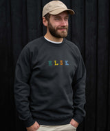 RE.ELSK 02012 | ELSK® PURE STROKE EMB TVÆRS MEN'S CREWNECK | PIRATE BLACK