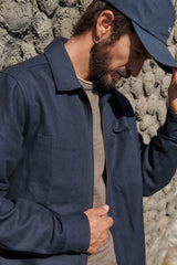 HERRINGBONE ZIP MEN'S OVERSHIRT