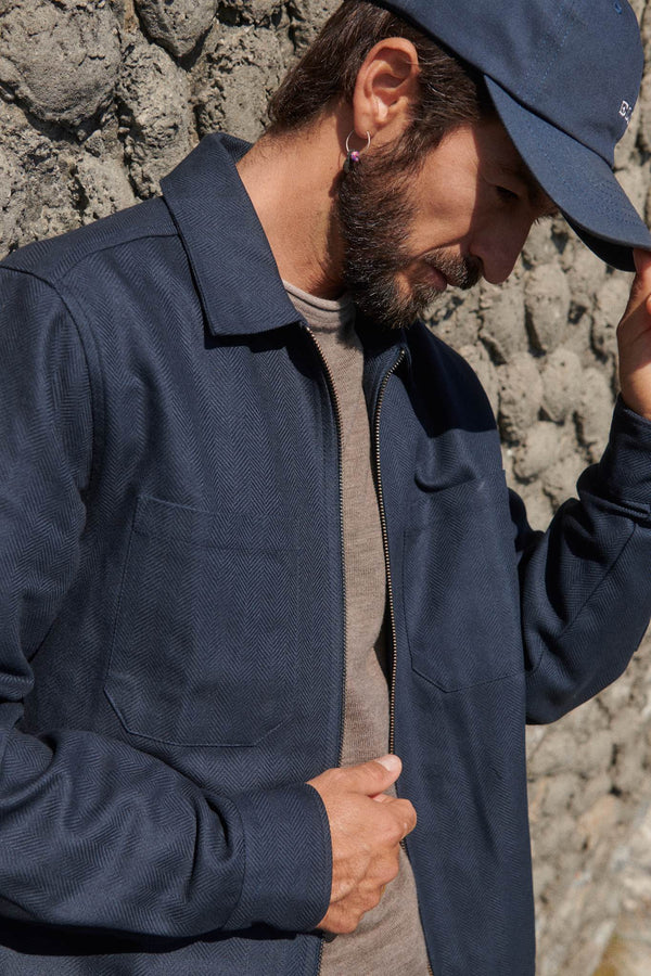 HERRINGBONE ZIP MEN'S OVERSHIRT