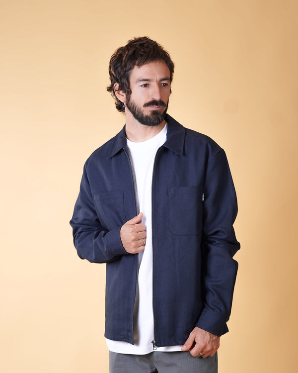 HERRINGBONE ZIP MEN'S OVERSHIRT