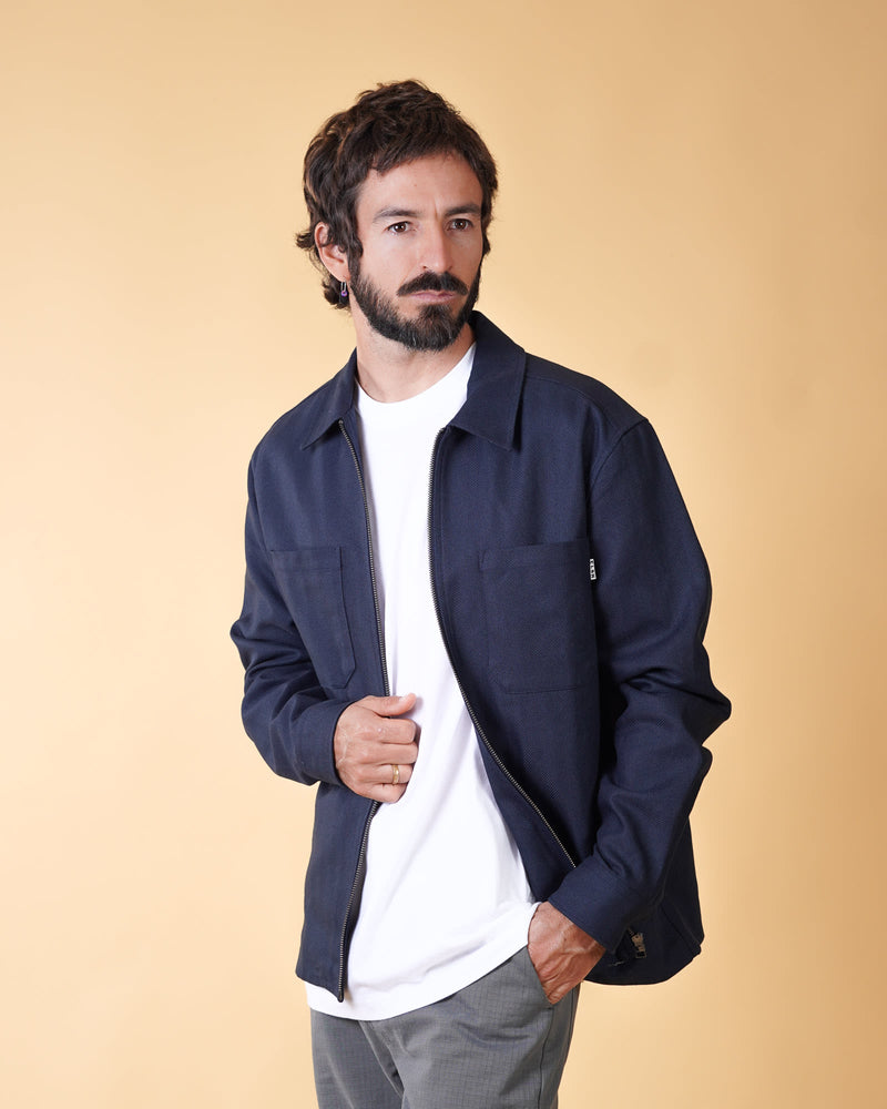 HERRINGBONE ZIP MEN'S OVERSHIRT