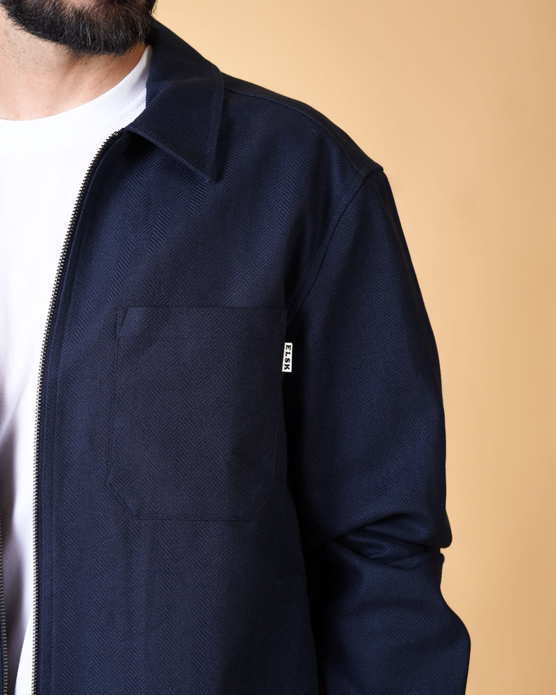 HERRINGBONE ZIP MEN'S OVERSHIRT