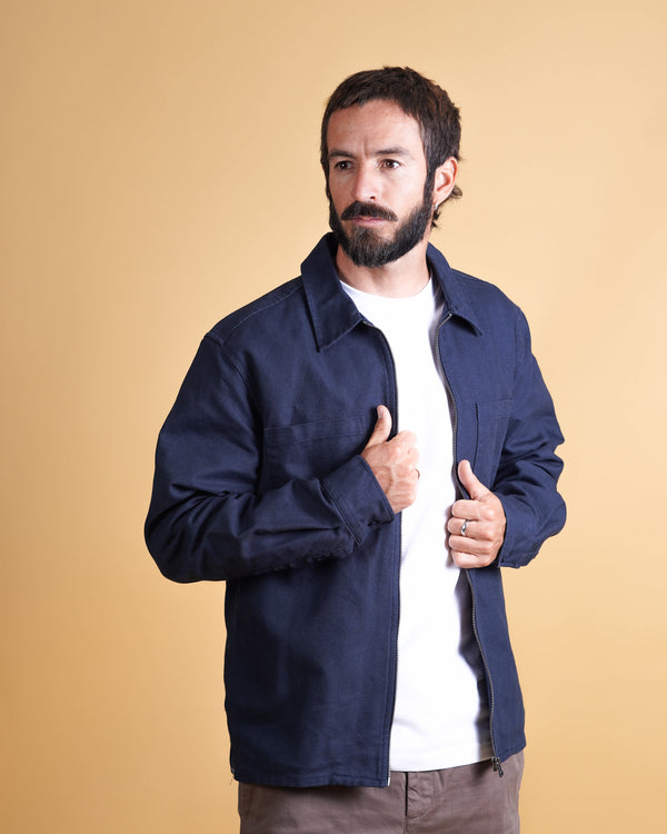 HERRINGBONE ZIP MEN'S OVERSHIRT