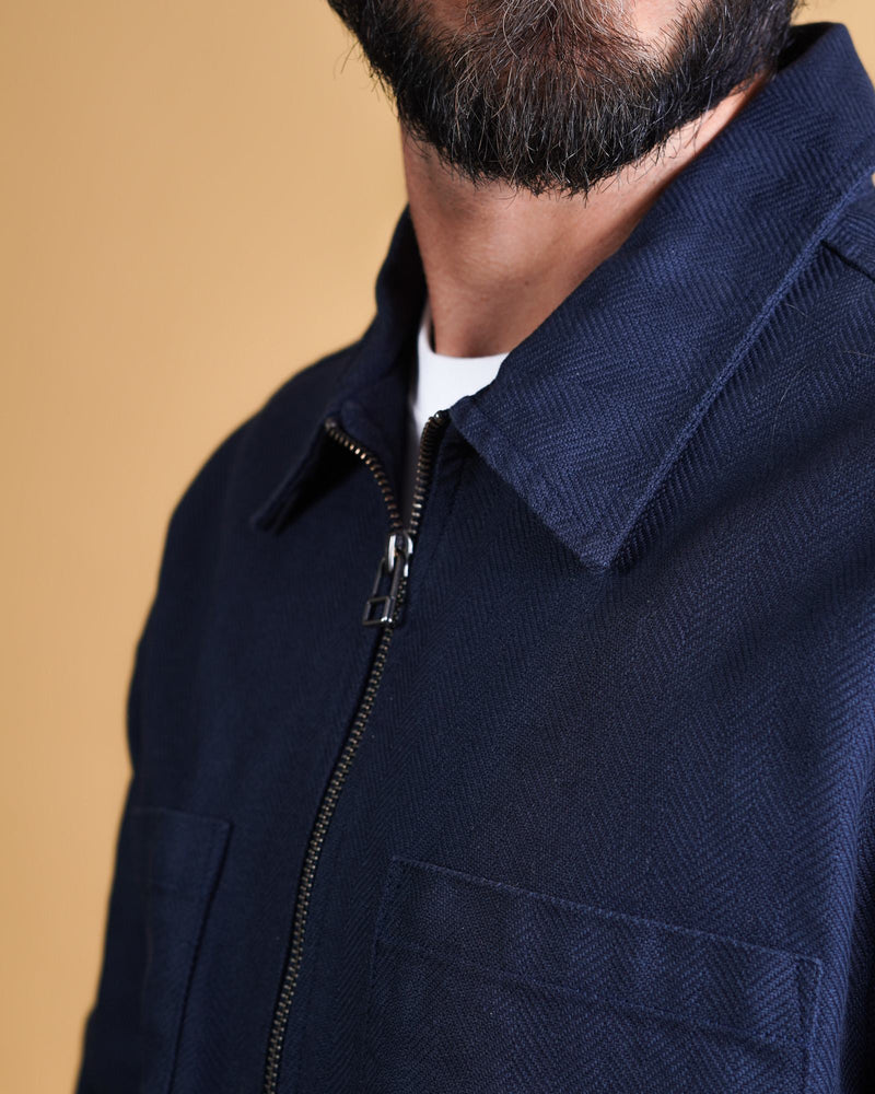 HERRINGBONE ZIP MEN'S OVERSHIRT