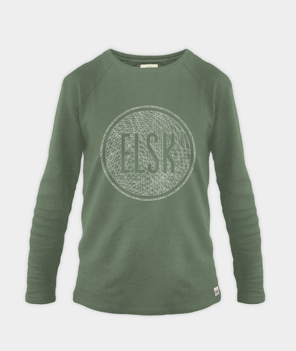 2355 | ELSK® WEB LOGO MEN'S LIGHTWEIGHT CREWNECK | FOREST GREEN