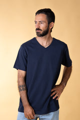 V-NECK MEN'S BRUSHED T-SHIRT
