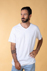 V-NECK MEN'S BRUSHED T-SHIRT