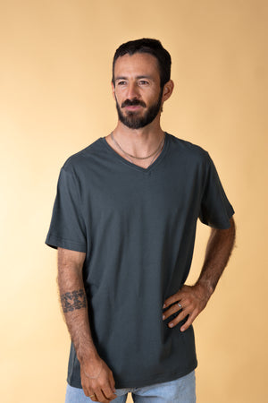 V-NECK MEN'S BRUSHED T-SHIRT