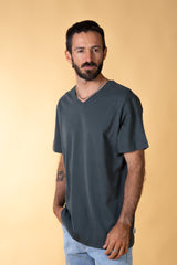 V-NECK MEN'S BRUSHED T-SHIRT