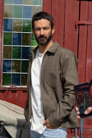 HERRINGBONE ZIP MEN'S OVERSHIRT