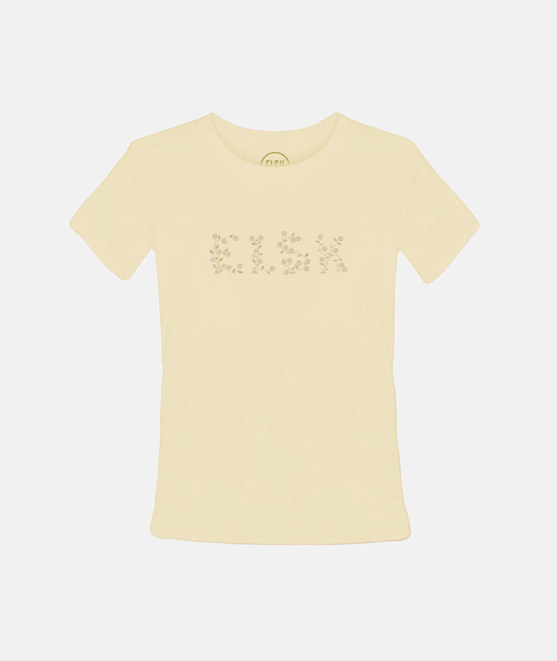 4505 | ELSK® FLORAL EMB LY WOMEN’S TEE | PALE YELLOW
