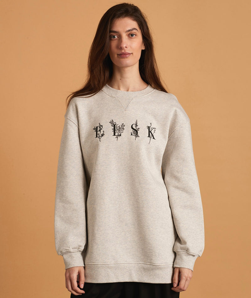 12013 | ELSK® PORSE LOGO ANNA WOMEN'S CREWNECK | SNOW MELANGE