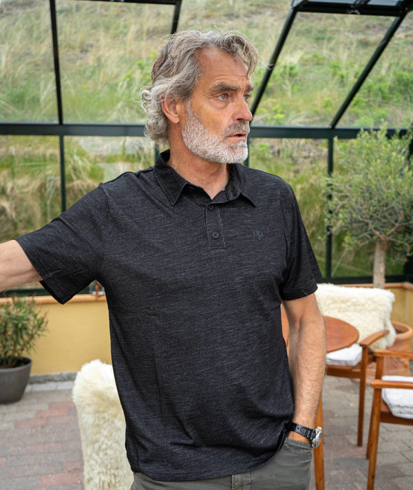RE.ELSK 1807 | ELSK® SC.X.EMB WOOL MEN'S POLO | DARK GREY
