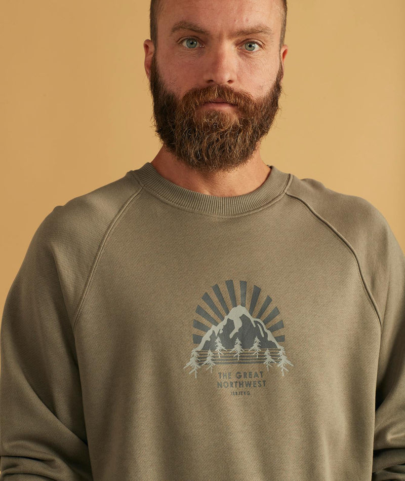 02041 | LOVE ICEBERG ACROSS MEN'S CREWNECK | SMOKEY OLIVE