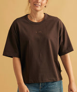 RE.ELSK 11066 | ELSK PURE EMB THILDA TUNG TEE | DARK OAK