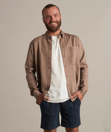 RE.ELSK 04005 | ELSK® HUGO MEN'S BUTTON DOWN SHIRT | TAUPE BROWN