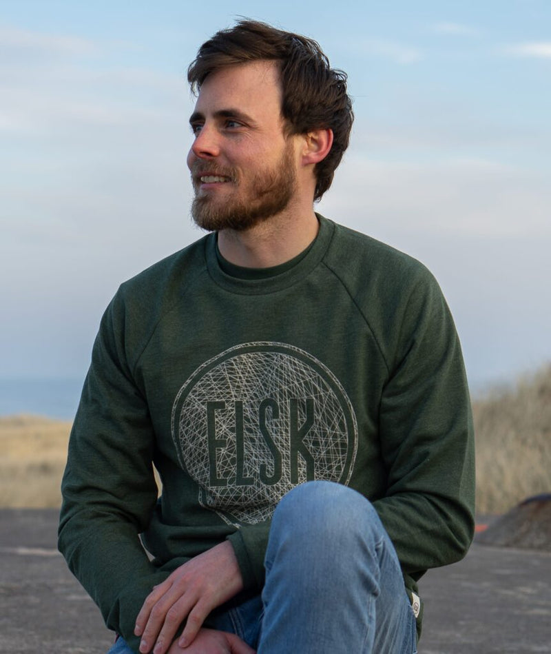 2355 | ELSK® WEB LOGO MEN'S LIGHTWEIGHT CREWNECK | FOREST GREEN