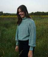 15009 | ELSK WILMA KNITTED MOCK NECK | DUSTY GREEN MULTI