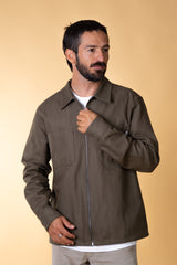 HERRINGBONE ZIP MEN'S OVERSHIRT
