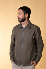 HERRINGBONE ZIP MEN'S OVERSHIRT