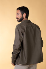 HERRINGBONE ZIP MEN'S OVERSHIRT