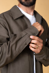 HERRINGBONE ZIP MEN'S OVERSHIRT