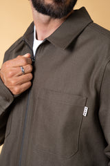 HERRINGBONE ZIP MEN'S OVERSHIRT