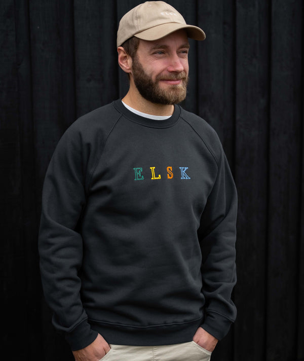 02012 | ELSK® PURE STROKE EMB TVÆRS MEN'S CREWNECK | PIRATE BLACK