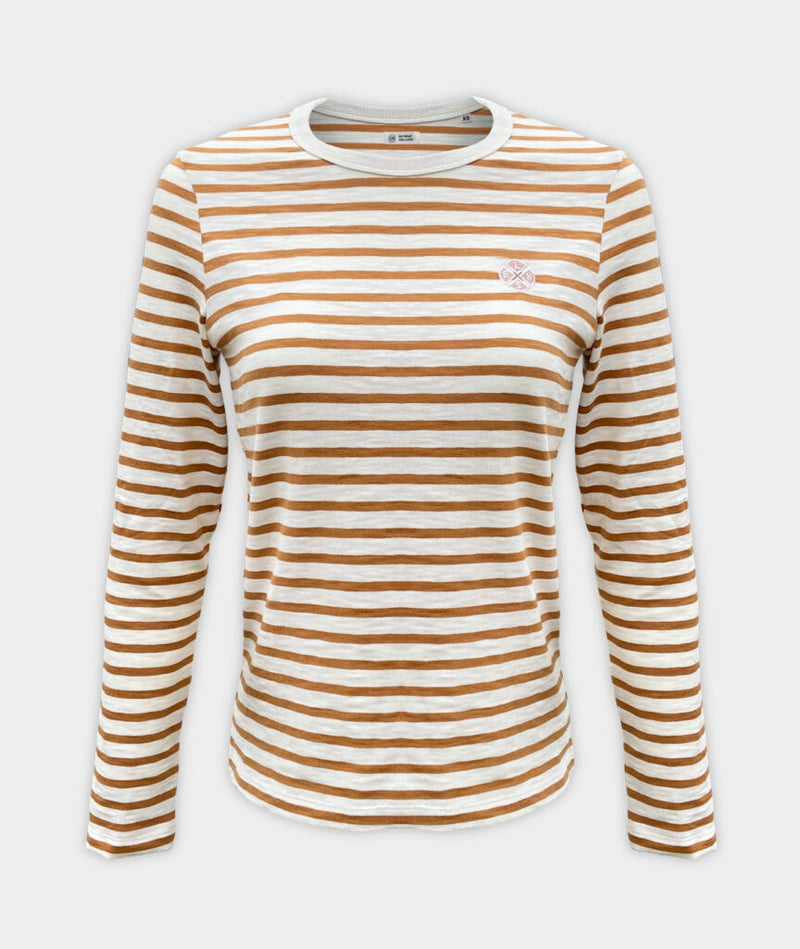 4441 | ELSK® WCB EMB LS STRIPE WOMEN´S TEE | OFF-WHITE/CURRY