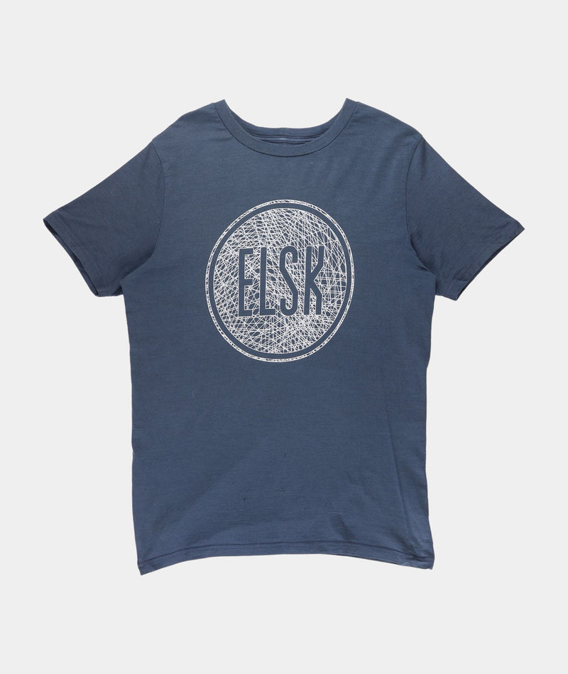 RE.ELSK 1800 | ELSK® WEB LOGO WOOL MEN'S T-SHIRT | NAVY
