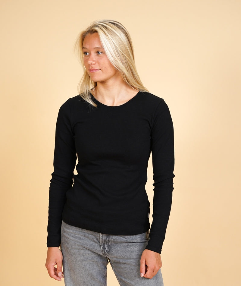 SOLID RIB WOMEN'S LS T-SHIRT