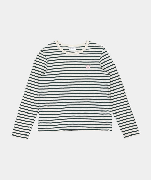 RE.ELSK 4440 | ELSK® WCB EMB LS STRIPE WOMEN´S TEE | OFFWHITE/PINE GROVE