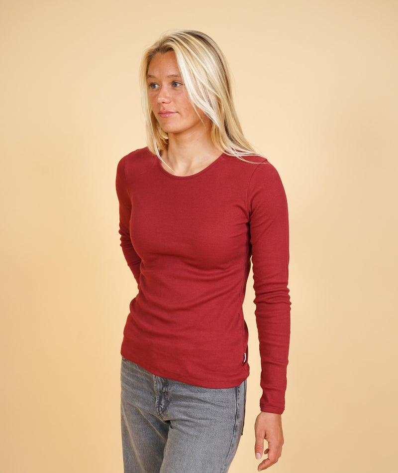 SOLID RIB WOMEN'S LS T-SHIRT