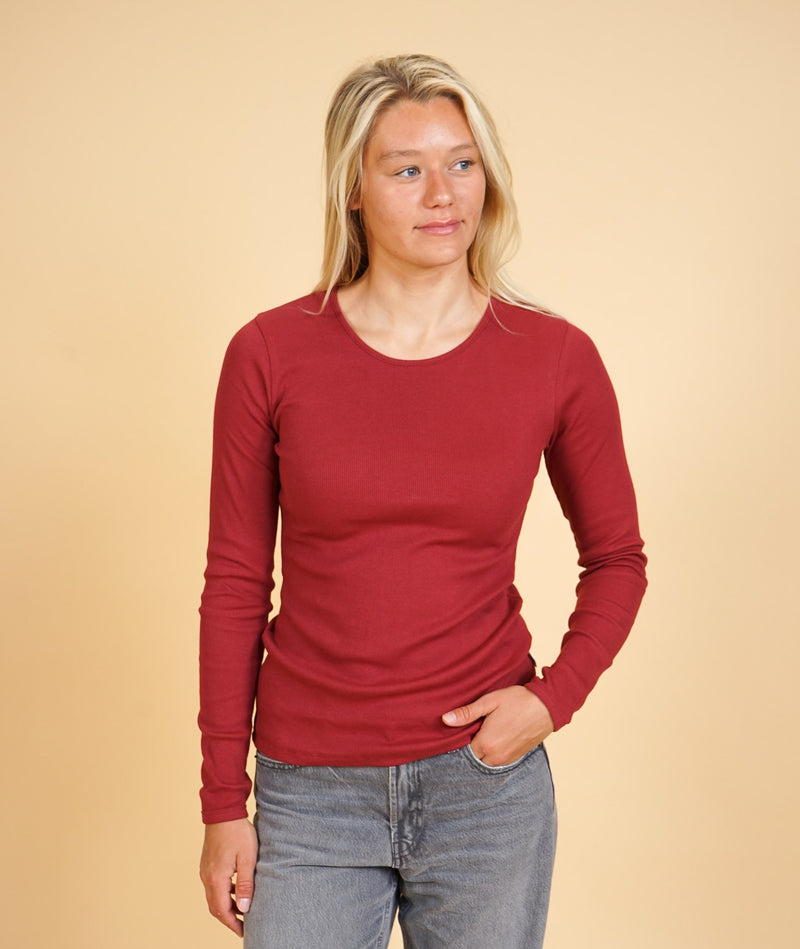 SOLID RIB WOMEN'S LS T-SHIRT