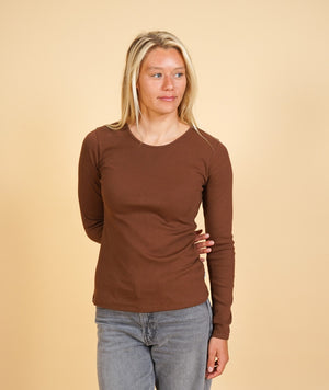 SOLID RIB WOMEN'S LS T-SHIRT