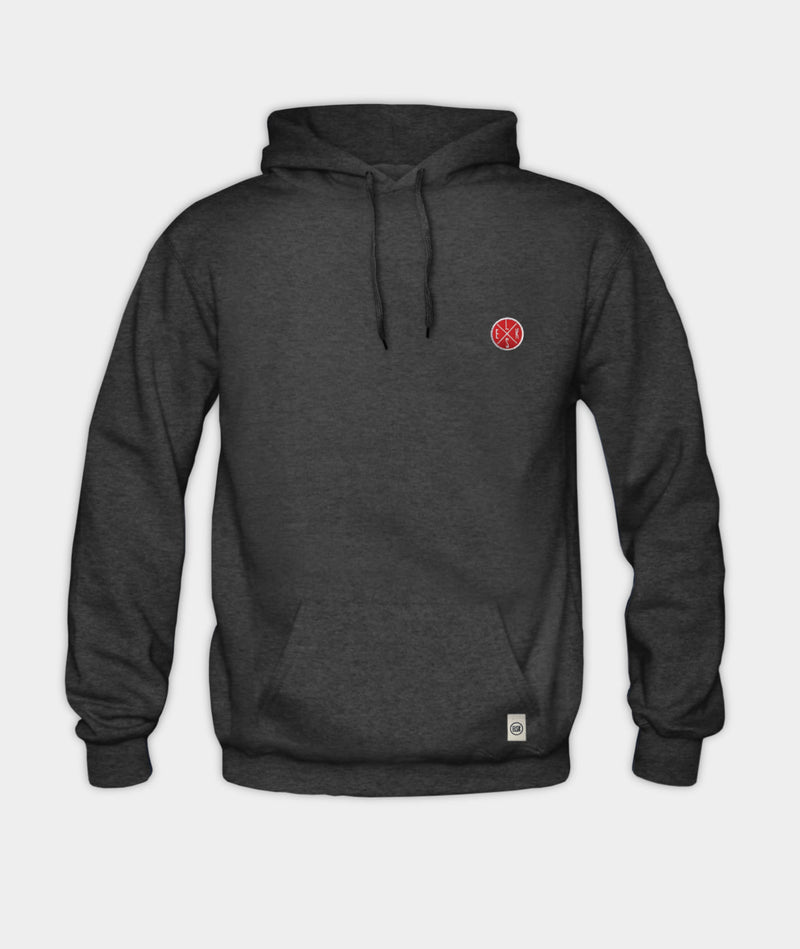 1358 | ELSK® ESSENTIAL EMB BATCH HOODIE | DARK GREY