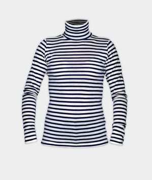5265 | ELSK® COLLAR WOMEN’S WOOL TEE | NAVY/OFFWHITE