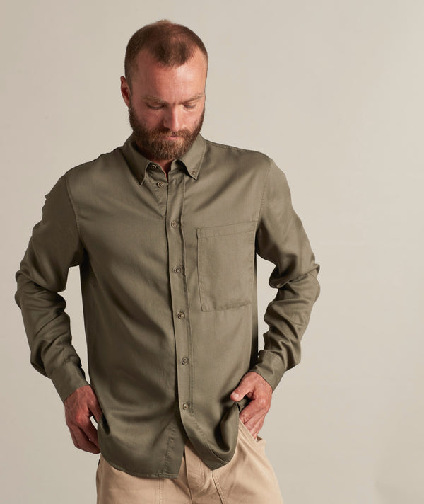 04006 | ELSK® HUGO MEN'S BUTTON DOWN SHIRT | SMOKEY OLIVE